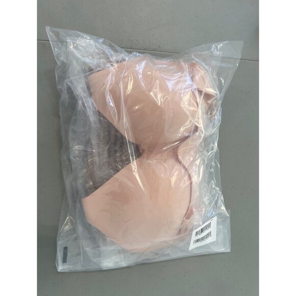 Rhonda Shear 2 Pack Molded Cup Bra with Wrap Back Size Large Pink Beige 611.6 - Picture 4 of 9